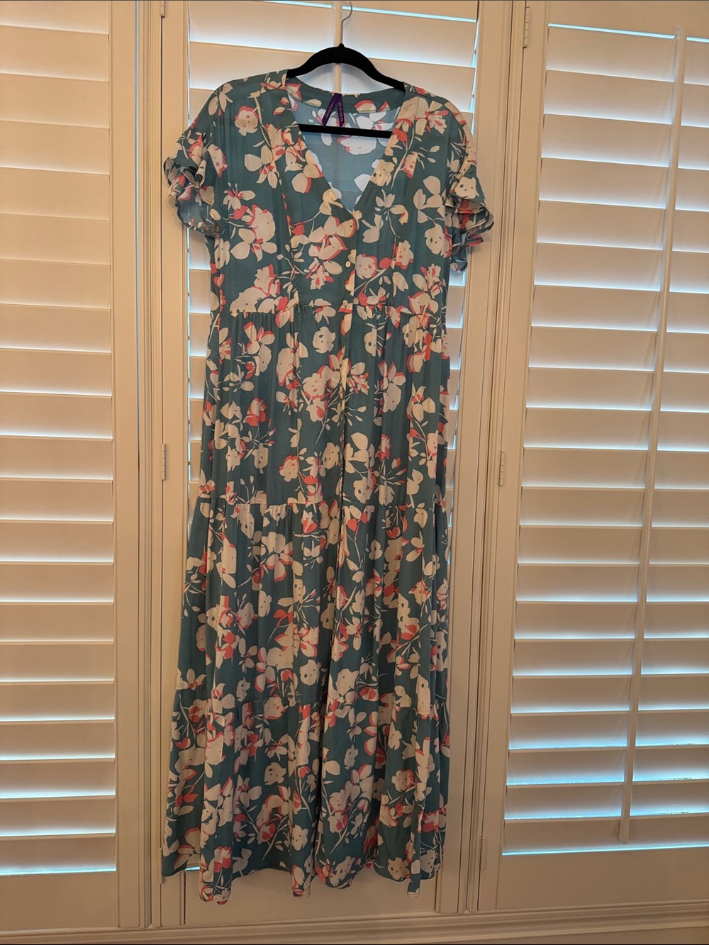 Seraphine Teal Floral V-Neck Maxi Dress